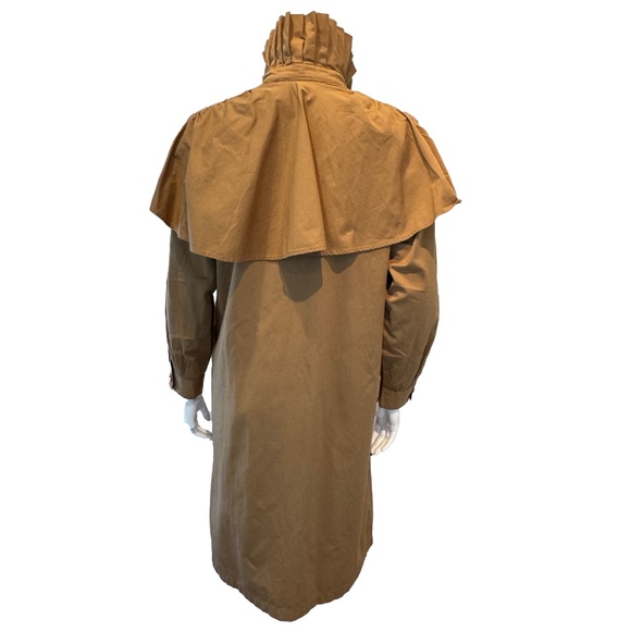 MILLE Renata Ruffle Trench Coat S Almond Tan Vintage-Inspired Lightweight - Picture 7 of 10